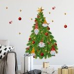 WALPLUS Christmas Tree Wall Sticker Indoor Christmas Decorations Wall Decor Festive Xmas Stickers Christmas Wall Art Perfect for Christmas Decorations Clearance Merry Xmas Gnomes and Tree 3 Pcs