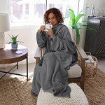 Catalonia Wearable Blanket with Sleeves and Pocket, Cozy Soft Fleece Mink Micro Plush Wrap Throws Blanket Robe for Women and Men, Gift for Her