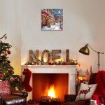 Yelash Festive Village Christmas Poster Art Print, Holiday Decorations and Cheer, Joyful Christmas Wall Art, Winter Holidays Whimsical Gift Print Décor 12 x 12