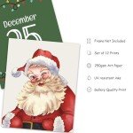 JarThenaAMCS 12Pcs Christmas Wall Art Prints Red & Green Boho Santa Xmas Tree Art Poster Winter Aesthetic Wall Decor for Gallery Living Room Bedroom (UNFRAMED)