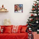 Yelash Festive Village Christmas Poster Art Print, Holiday Decorations and Cheer, Joyful Christmas Wall Art, Winter Holidays Whimsical Gift Print Décor 12 x 12