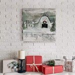 Renditions Gallery Be Merry and Bright Wall Art, Cute Christmas & Winter Artwork, Festive Barn, Faux Wood Look, Premium Gallery Wrapped Canvas Decor, Ready to Hang, 16 in H x 16 in W, Made in America