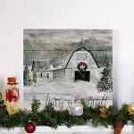Renditions Gallery Be Merry and Bright Wall Art, Cute Christmas & Winter Artwork, Festive Barn, Faux Wood Look, Premium Gallery Wrapped Canvas Decor, Ready to Hang, 16 in H x 16 in W, Made in America