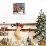 Yelash Festive Village Christmas Poster Art Print, Holiday Decorations and Cheer, Joyful Christmas Wall Art, Winter Holidays Whimsical Gift Print Décor 12 x 12