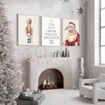 JarThenaAMCS 12Pcs Christmas Wall Art Prints Red & Green Boho Santa Xmas Tree Art Poster Winter Aesthetic Wall Decor for Gallery Living Room Bedroom (UNFRAMED)
