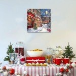 Yelash Festive Village Christmas Poster Art Print, Holiday Decorations and Cheer, Joyful Christmas Wall Art, Winter Holidays Whimsical Gift Print Décor 12 x 12