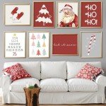 JarThenaAMCS 12Pcs Christmas Wall Art Prints Red & Green Boho Santa Xmas Tree Art Poster Winter Aesthetic Wall Decor for Gallery Living Room Bedroom (UNFRAMED)