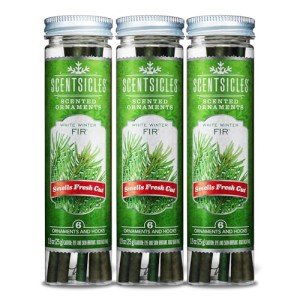 Scentsicles White Winter Fir Scented Christmas Tree Ornaments - 3 Bottles (18 Sticks Total)