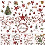 4 Sheets Christmas Wall Stickers Decals Removable Merry Christmas Window Walls Cling Tree Art Sticker Xmas Decoration