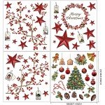 4 Sheets Christmas Wall Stickers Decals Removable Merry Christmas Window Walls Cling Tree Art Sticker Xmas Decoration