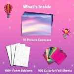 Skillmatics Art & Craft Activity - Foil Fun Unicorns & Princesses, No Mess Art for Kids, Craft Kits, DIY Creative Activity, Christmas Gifts for Girls & Boys Ages 4, 5, 6, 7, 8, 9, Travel Toys