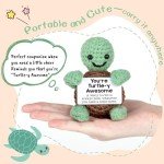 4THFARMES Mini Funny Positive Turtle Gifts, Small Handmade Crochet Animals Cute Stuff, Inspirational Gifts for Women Men Birthday Presents, Emotional Motivational Turtle Decor