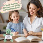 4THFARMES Mini Funny Positive Turtle Gifts, Small Handmade Crochet Animals Cute Stuff, Inspirational Gifts for Women Men Birthday Presents, Emotional Motivational Turtle Decor