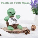 4THFARMES Mini Funny Positive Turtle Gifts, Small Handmade Crochet Animals Cute Stuff, Inspirational Gifts for Women Men Birthday Presents, Emotional Motivational Turtle Decor