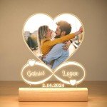 KoxSmar Personalized Anniversary Couple Gifts for Women & Men, Custom Picture Frame with Photo, Custom Photo Frame with Night Light, Personalized Christmas Birthday Gifts for Him & Her