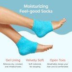 ZenToes Moisturizing Fuzzy Sleep Socks with Vitamin E, Olive Oil and Jojoba Seed Oil to Soften and Hydrate Dry Cracked Heels (Regular, Blue and Pink)