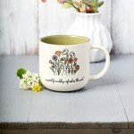 Sage Green Floral Coffee Mug with Bible Verse