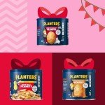 PLANTERS Holiday Nut Trio Pack, Variety Pack with Cocktail Peanuts, Honey Roasted, & Sweet Nuts, Snacks Variety Pack For Adults, 3 ct Canisters