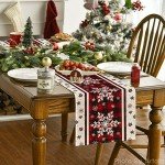 Artoid Mode Buffalo Plaid Snowflakes Christmas Table Runner, Seasonal Winter Kitchen Dining Table Decoration for Home Party Decor 13x72 Inch