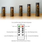 kakoya Flameless LED Candles with Timer 5 Pc Flickering Flameless Candles for Romantic Ambiance and Home Decoration Stable Acrylic Shell,with Embedded Star String，Battery Operated Candles（Grey）