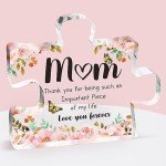 Gifts for Mom - Delicate Mom Birthday Gifts from Daughter Son - Engraved Acrylic Block Puzzle Piece 3.9 x 3.3 inch - Mothers Day Birthday Christmas Gifts for Mom, Ideas