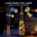 Brightown Wine Bottle Lights with Cork, 10 Pack 20 LED Waterproof Battery Operated Cork Lights, Silver Wire Mini Fairy Lights for Liquor Bottles DIY Party Bar Christmas Wedding Décor
