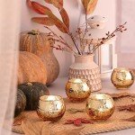 Volens Round Gold Votive Candle Holders, Mercury Glass Candle Holder Set of 12