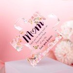 Gifts for Mom - Delicate Mom Birthday Gifts from Daughter Son - Engraved Acrylic Block Puzzle Piece 3.9 x 3.3 inch - Mothers Day Birthday Christmas Gifts for Mom, Ideas
