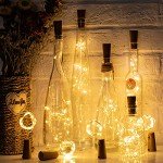 Brightown Wine Bottle Lights with Cork, 10 Pack 20 LED Waterproof Battery Operated Cork Lights, Silver Wire Mini Fairy Lights for Liquor Bottles DIY Party Bar Christmas Wedding Décor