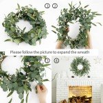 CEWOR Eucalyptus Wreath for Front Door 20in Fall Wreath for Farmhouse Front Porch Home Decor