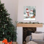 Snowmen Christmas Canvas Wall Art Decor: Cute Christmas Gifts for Mom - Winter Decorations Paintings Prints Posters Artwork Framed 12"x15"