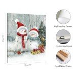 Snowmen Christmas Canvas Wall Art Decor: Cute Christmas Gifts for Mom - Winter Decorations Paintings Prints Posters Artwork Framed 12"x15"