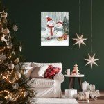 Snowmen Christmas Canvas Wall Art Decor: Cute Christmas Gifts for Mom - Winter Decorations Paintings Prints Posters Artwork Framed 12"x15"