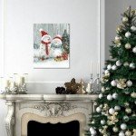Snowmen Christmas Canvas Wall Art Decor: Cute Christmas Gifts for Mom - Winter Decorations Paintings Prints Posters Artwork Framed 12"x15"