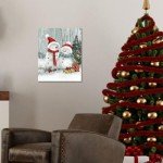 Snowmen Christmas Canvas Wall Art Decor: Cute Christmas Gifts for Mom - Winter Decorations Paintings Prints Posters Artwork Framed 12"x15"