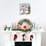 Snowmen Christmas Canvas Wall Art Decor: Cute Christmas Gifts for Mom - Winter Decorations Paintings Prints Posters Artwork Framed 12"x15"