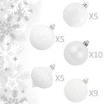 KI Store White Christmas Ball Ornaments, 34pcs 2.36-Inch, With Hooks for Tree, Wreath, Garland Decor - Holiday Decorations Included