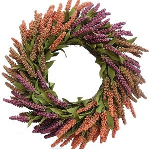 Bibelot 22" Fall Wreath, Wheat Autumn Wreaths for Front Door, Fall Grain Harvest Wreath for Thanksgiving, Farmhouse or Room Indoors, Outdoors