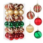 Annecy Christmas Ball Ornaments, 36 PCS 2.36 Inch Christmas Tree Decoration, Shatterproof Christmas Tree Hanging Baubles for Holiday Wedding Party Decoration (Red & Green & Gold, 60mm)
