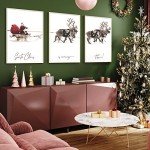 AnyDesign 3Pcs Christmas Wall Art Prints 11x14in Santa Claus Reindeer with Sleigh Art Poster Decor Large Aesthetic Xmas Posters Room Decor for Gallery Living Room Bathroom Wall Decor(UNFRAMED)