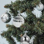 Lulu Home Christmas Ball Ornaments, 34 Ct 1.57" Pre-Strung Hanging Ornament Decorations, Xmas Shatterproof Plastic Balls for Holiday Party Wreath Garlands Trees, Silver