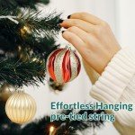 Annecy Christmas Ball Ornaments, 36 PCS 2.36 Inch Christmas Tree Decoration, Shatterproof Christmas Tree Hanging Baubles for Holiday Wedding Party Decoration (Red & Green & Gold, 60mm)