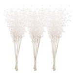 Sea Team 24-Pack Artificial Glitter Berry Stem Ornaments, Decorative Bead Sticks, Glittery Twigs, Picks, Branches for Christmas Tree, Small Vase, Holiday, Wedding, Party (17 Inches, White)