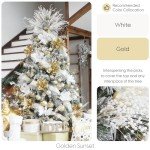 Sea Team 24-Pack Artificial Glitter Berry Stem Ornaments, Decorative Bead Sticks, Glittery Twigs, Picks, Branches for Christmas Tree, Small Vase, Holiday, Wedding, Party (17 Inches, White)