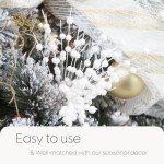 Sea Team 24-Pack Artificial Glitter Berry Stem Ornaments, Decorative Bead Sticks, Glittery Twigs, Picks, Branches for Christmas Tree, Small Vase, Holiday, Wedding, Party (17 Inches, White)