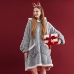 Bedsure Wearable Blanket Hoodie for Adult & Kids - Sherpa Blanket Hoodie as Gifts for Mom Women, Cozy Sweatshirt Blanket, Grey, Standard