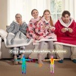 Bedsure Wearable Blanket Hoodie for Adult & Kids - Sherpa Blanket Hoodie as Gifts for Mom Women, Cozy Sweatshirt Blanket, Grey, Standard