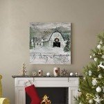 Renditions Gallery Be Merry and Bright Wall Art, Cute Christmas & Winter Artwork, Festive Barn, Faux Wood Look, Premium Gallery Wrapped Canvas Decor, Ready to Hang, 32 in H x 32 in W, Made in America