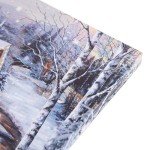 NIKKY HOME Christmas Canvas Wall Art 16" x 12" - Lighted Up Snowy Scene Print LED Xmas Wall Art Prints for Holiday Decor