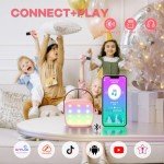 YLL Mini Kids Karaoke Machine, Portable Bluetooth Speaker with Wireless Microphone, Christmas Kids Toys Gifts for Girls 4, 5, 6, 7, 8, 9, 10 +Year Old (Lightpink)